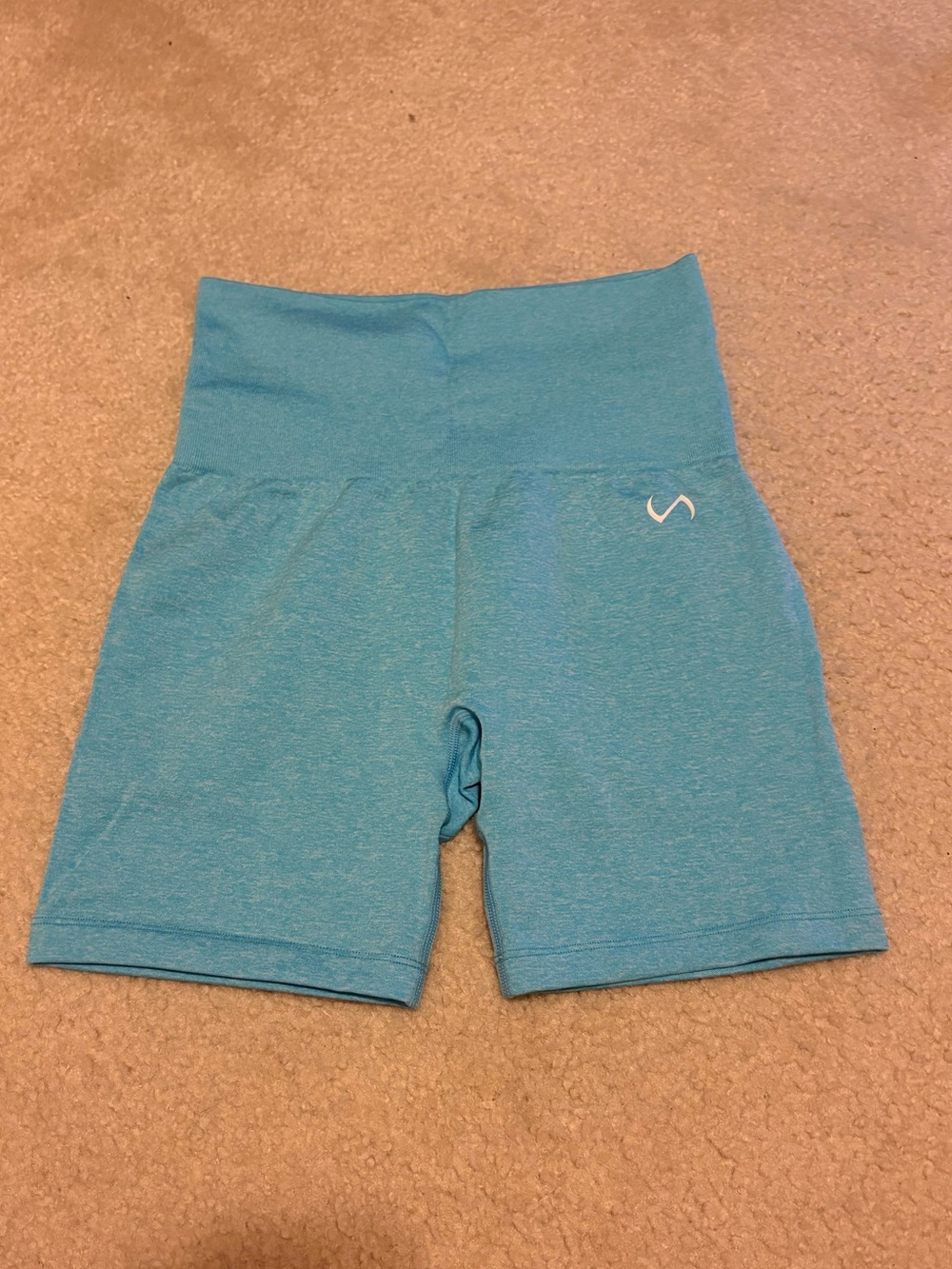 High-Waist Women's Bike Shorts in Aqua Teal